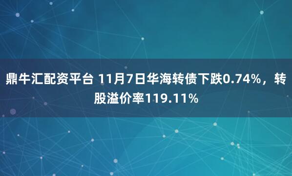 鼎牛汇配资平台 11月7日华海转债下跌0.74%，转股溢价率119.11%